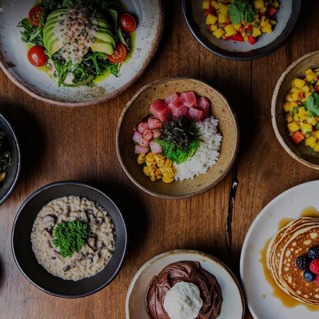 Colorful dishes from poke bowls to fresh pancakes